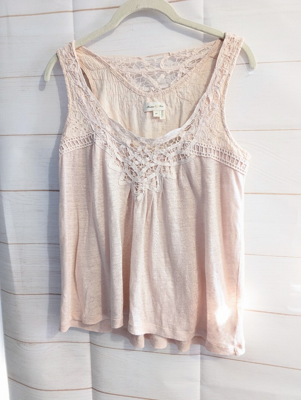 Anthropology Meadow Rue Light Peach Lace-Trim Tank Top Size XS